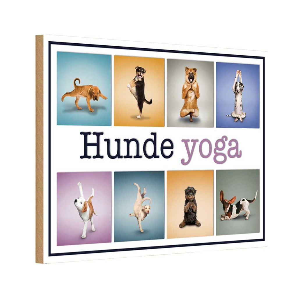 Holzschild 20x30 cm Katze Hunde Yoga Tier Haustier