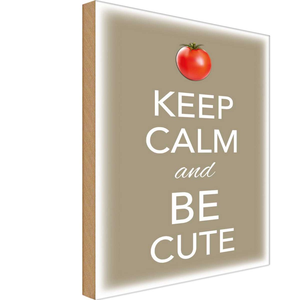 Holzschild 30x20 cm Keep Calm and be cute Tomate