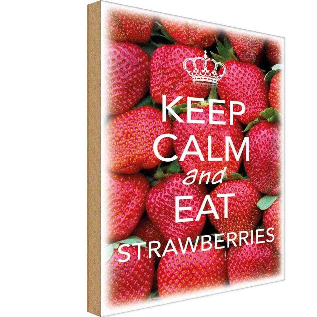 Holzschild 30x20 cm Keep Calm and eat strawberries