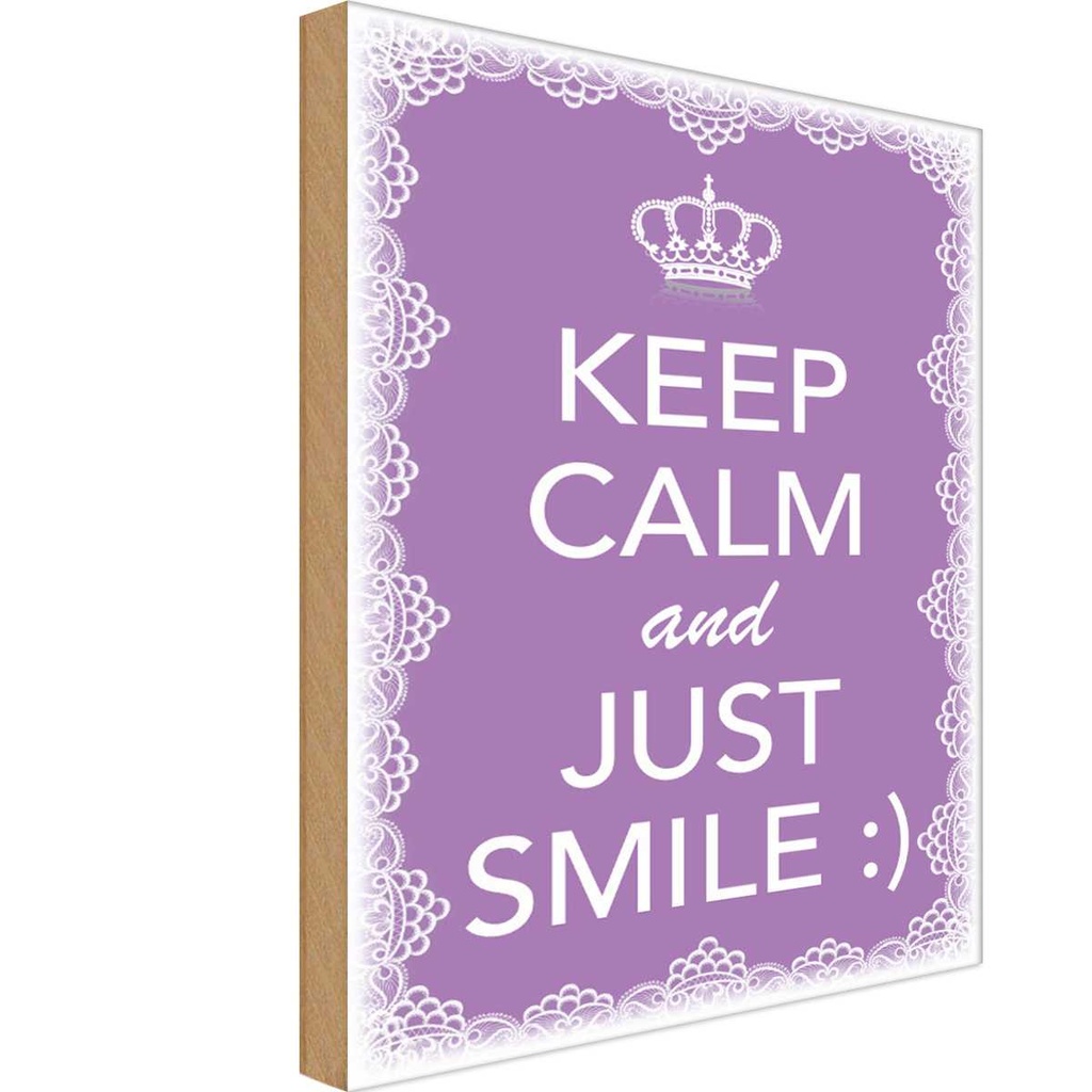 Holzschild 30x20 cm Keep Calm and just smile: