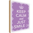 Holzschild 30x20 cm Keep Calm and just smile: