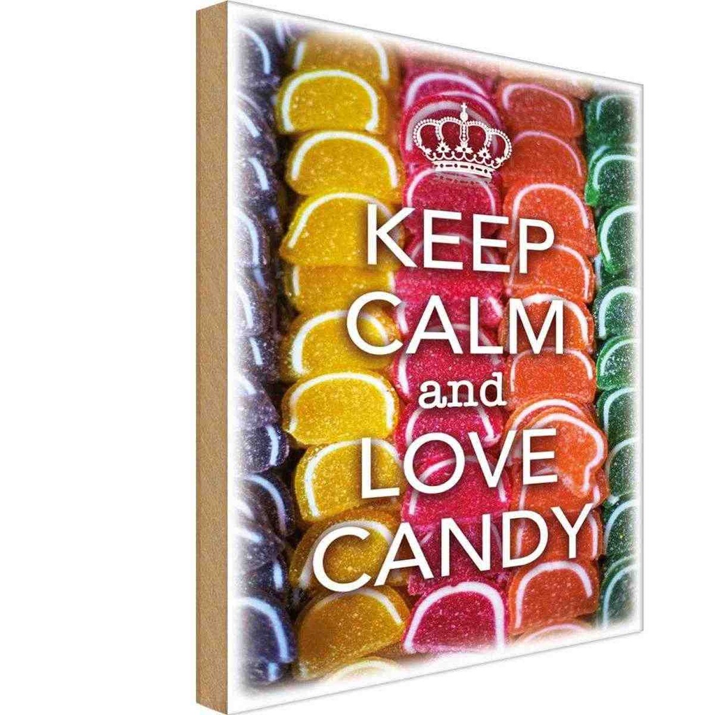 Holzschild 30x20 cm Keep Calm and love candy