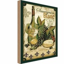 Holzschild 30x20 cm Kunst Stillleben Sauvignon Blanc Wein Essen Trinken