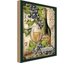 Holzschild 30x20 cm Kunst Stillleben Vino Bianco Weißwein Essen Trinken