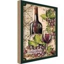 Holzschild 30x20 cm Kunst Stillleben Vino Rosso Rotwein Essen Trinken