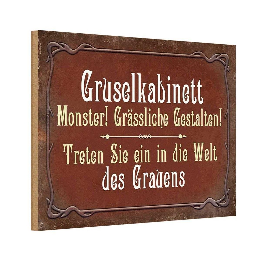 Holzschild 20x30 cm Gruselkabinett Treten Sie ein Dekoration