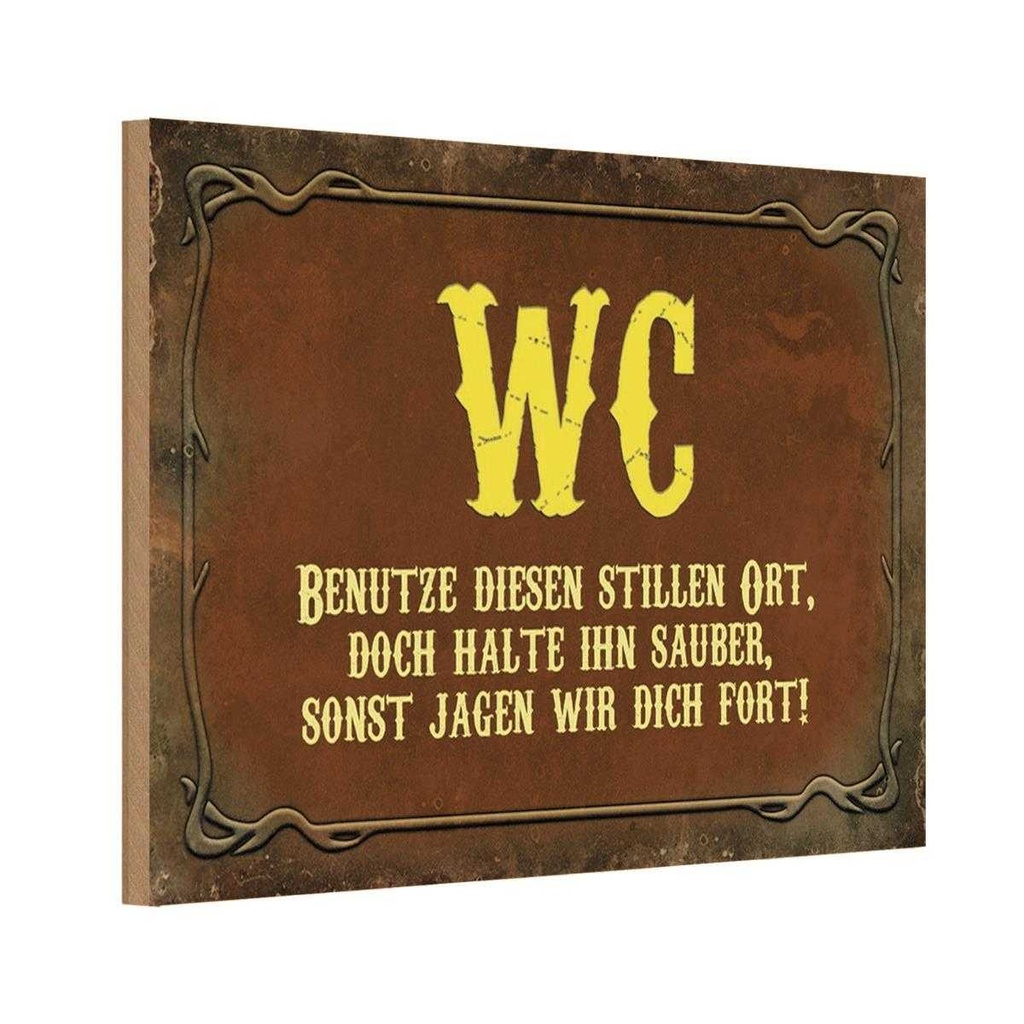 Holzschild 20x30 cm WC benutze diesen stillen Ort Warnschild Hinweisschild