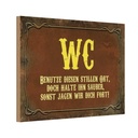 Holzschild 20x30 cm WC benutze diesen stillen Ort Warnschild Hinweisschild