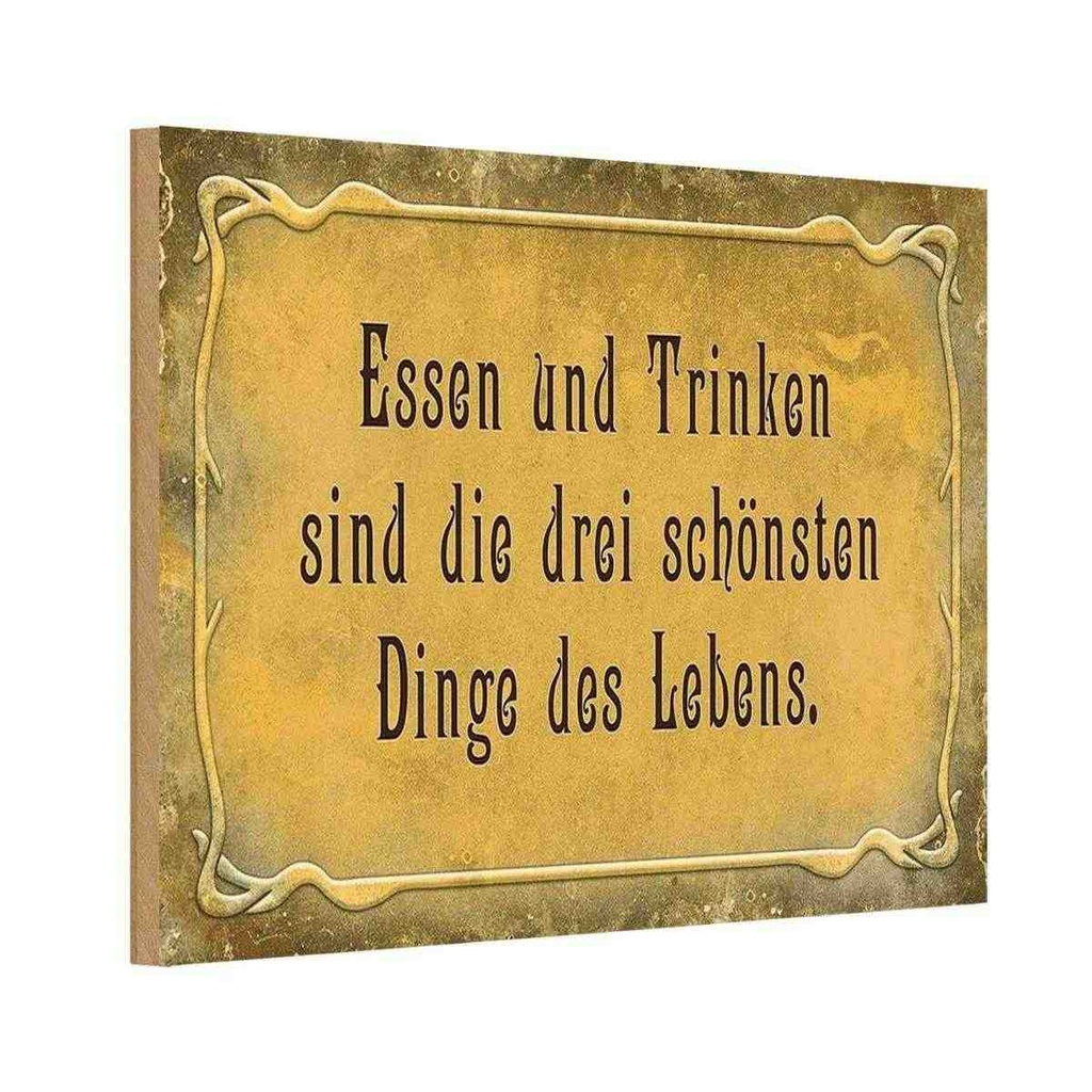 Holzschild 20x30 cm Essen Trinken 3 schönste Dinge