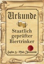 Holzschild 30x20 cm Bier Urkunde geprüfter Biertrinker