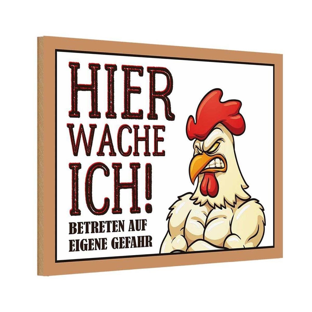 Holzschild 20x30 cm Huhn hier wache ich betreten Tier Haustier