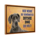 Holzschild 20x30 cm Hund hier wohnt Deutsche Dogge Tier Haustier