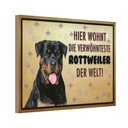 Holzschild 20x30 cm Hund hier wohnt die Rottweiler Tier Haustier