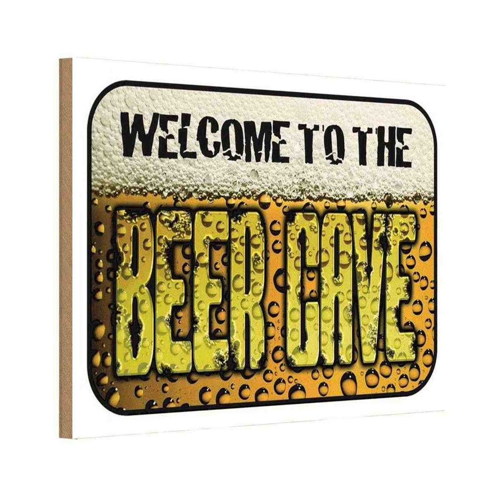 Holzschild 20x30 cm Bier welcome to the beer cave Essen Trinken