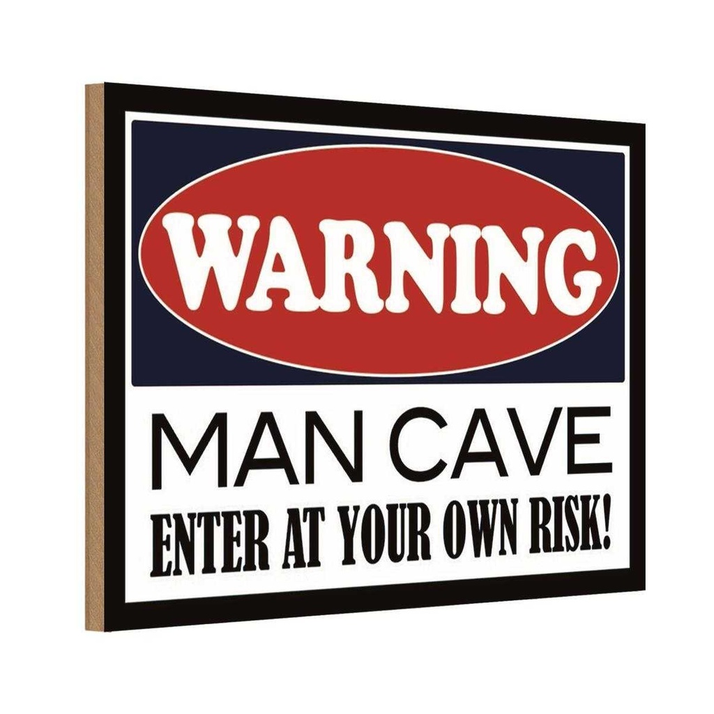 Holzschild 20x30 cm Warning man cave enter at your Warnschild Hinweisschild