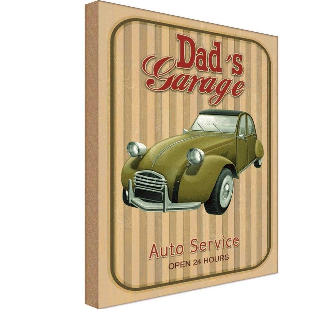 Holzschild 30x20 cm Dad´s Garage Auto Service open 24 Werkstatt