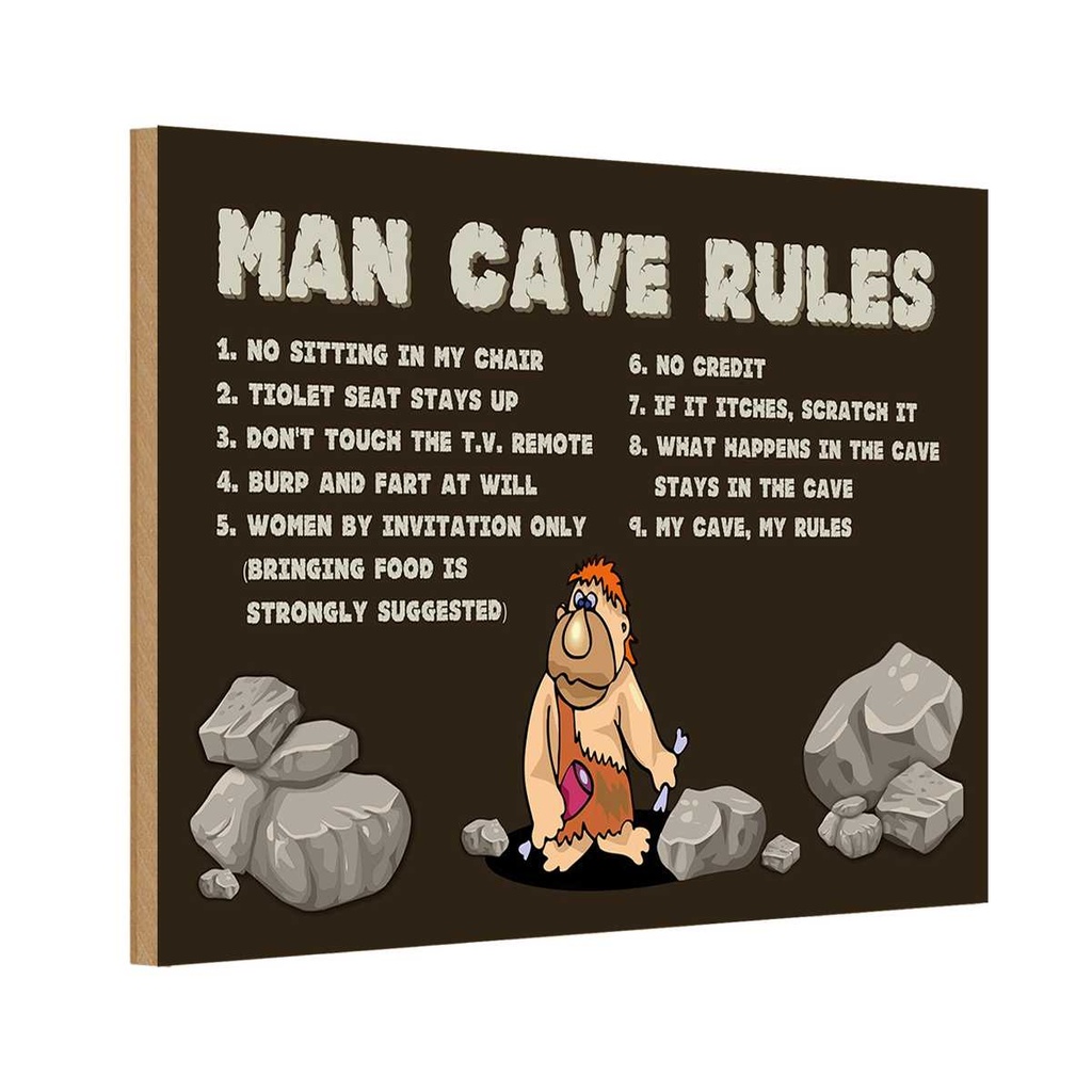 Holzschild 20x30 cm man cave rules Männer Regeln Frauen