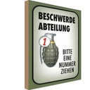 Holzschild 30x20 cm Beschwerde Abteilung bitte Nr