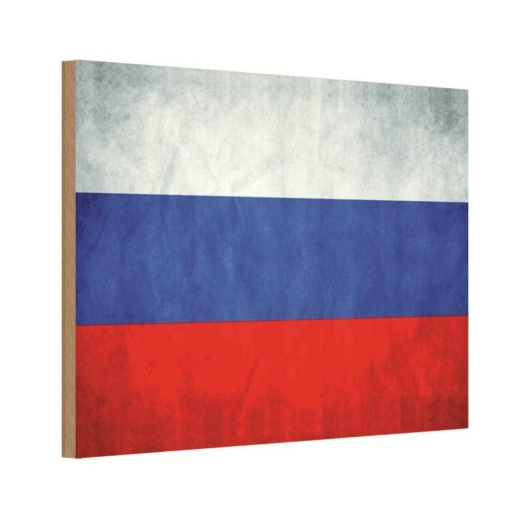 Holzschild 20x30 cm Russland Fahne Russia Flagge Wappen