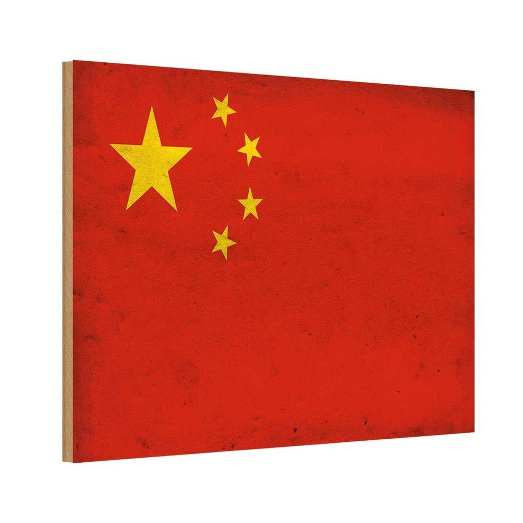 Holzschild 20x30 cm China Fahne Flagge Wappen