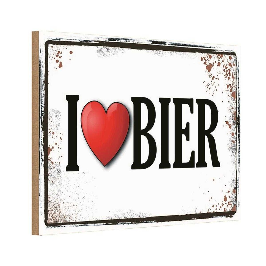 Holzschild 20x30 cm Alkohol i love Bier Essen Trinken