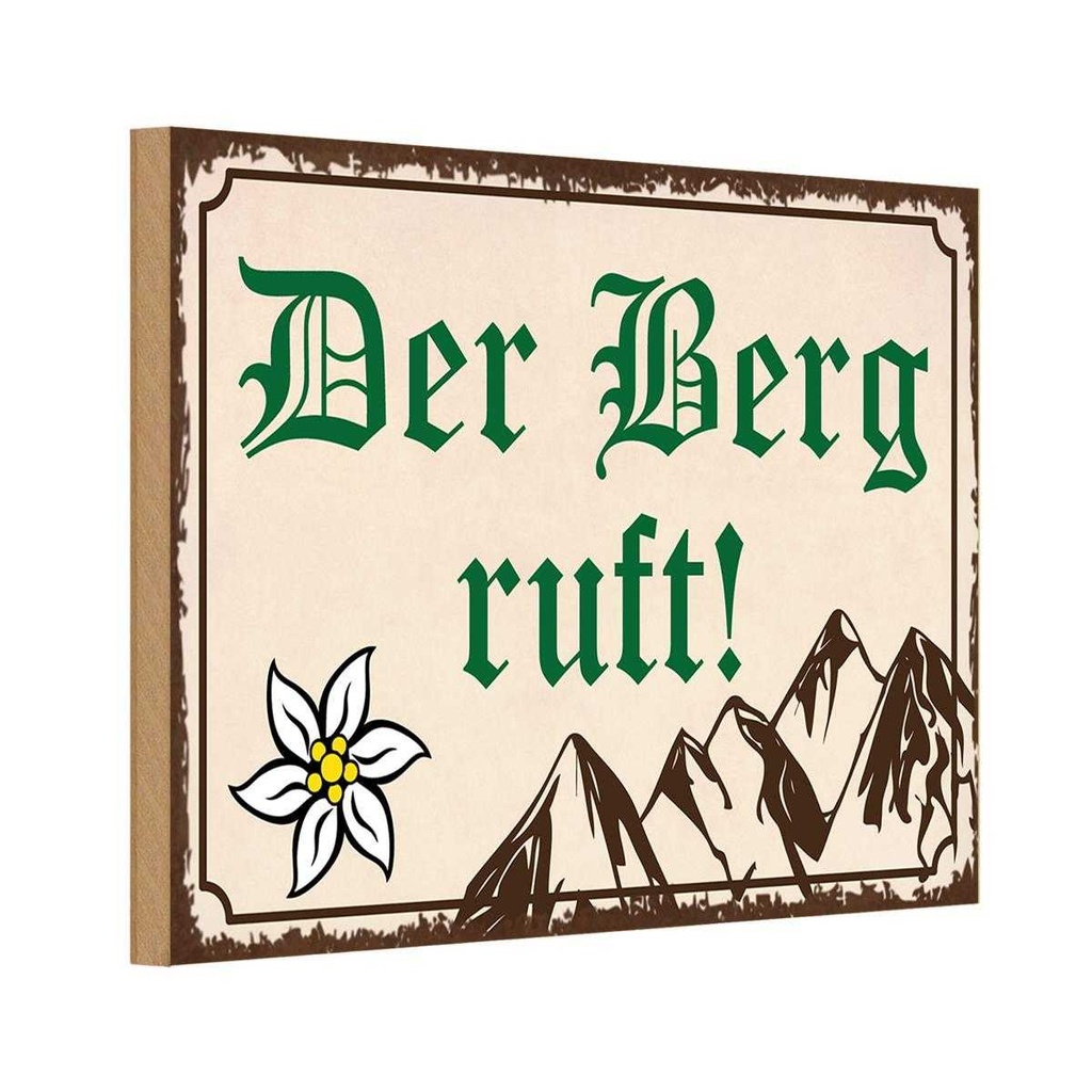 Holzschild 20x30 cm Der Berg ruft Outdoor Camping