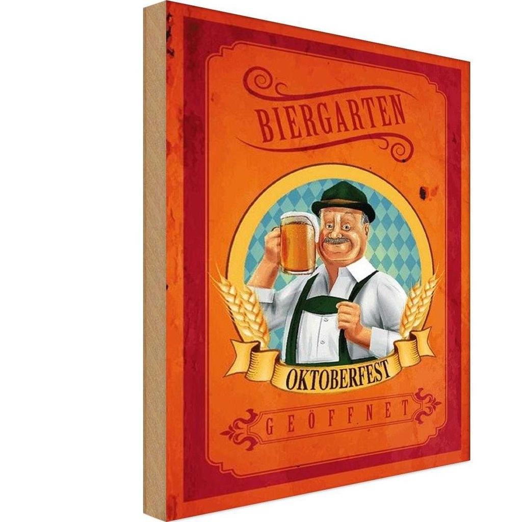 Holzschild 30x20 cm Biergarten geöffnet Oktoberfest