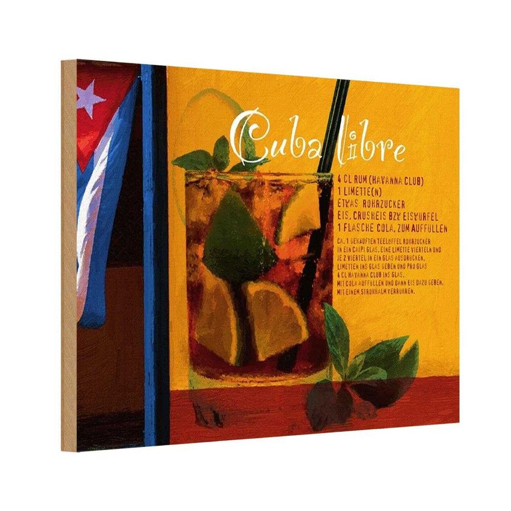 Holzschild 20x30 cm Cuba Libre Rezept Rum Havanna Essen Trinken