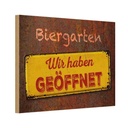 Holzschild 20x30 cm Biergarten wir haben geöffnet Warnschild Hinweisschild