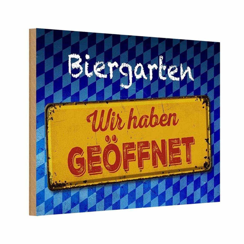 Holzschild 20x30 cm Biergarten wir haben geöffnet Warnschild Hinweisschild