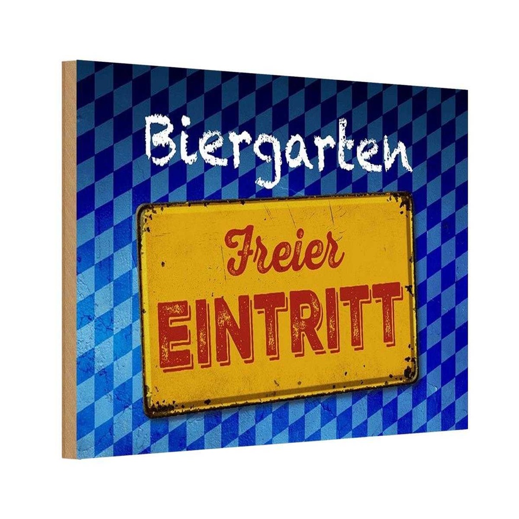 Holzschild 20x30 cm Biergarten freier Eintritt Warnschild Hinweisschild
