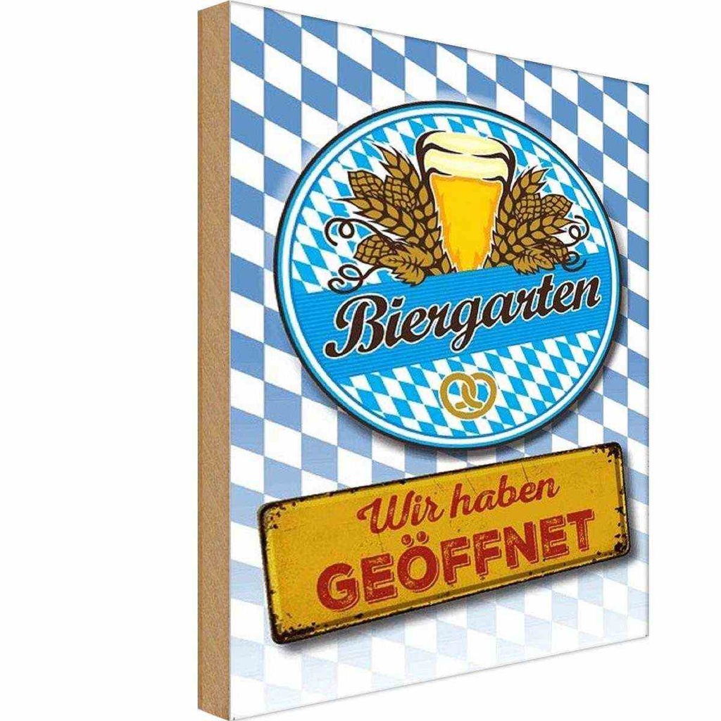 Holzschild 30x20 cm Bayern Biergarten wir haben geöffnet