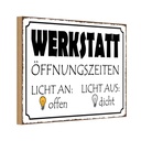 Holzschild 20x30 cm Werkstatt Licht an offen dicht Warnschild Hinweisschild