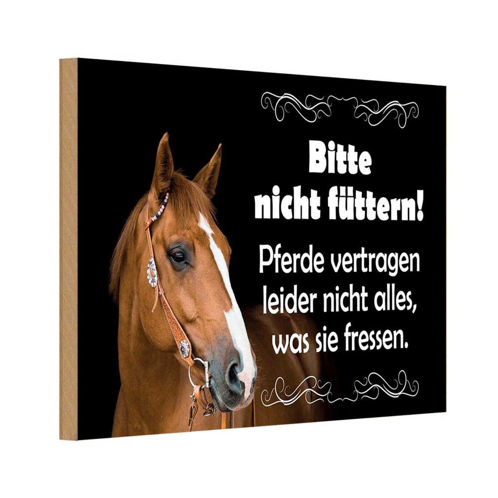 Holzschild 20x30 cm Bitte nicht füttern Pferde Warnschild Hinweisschild