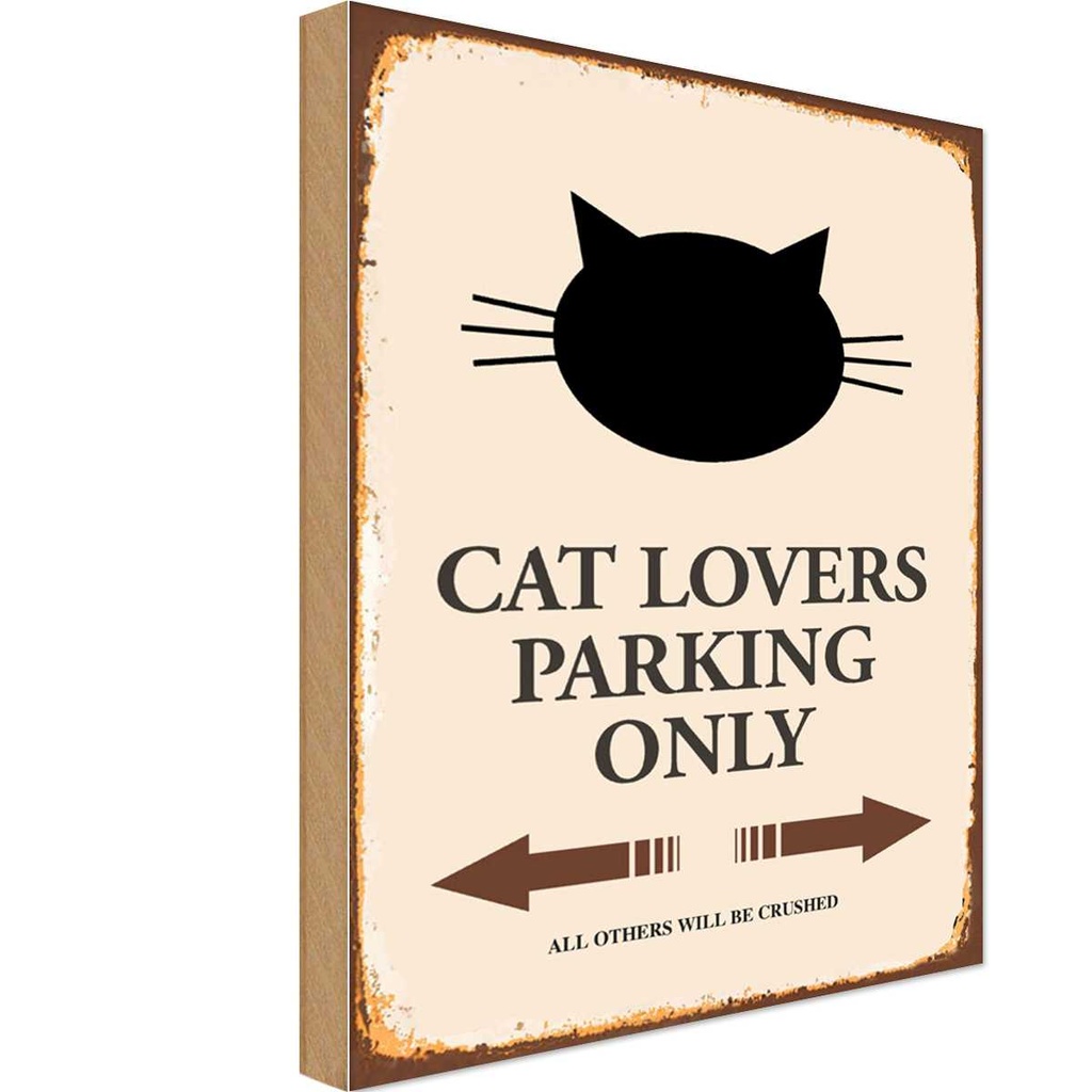 Holzschild 30x20 cm cat lovers parking only Katze Tier Haustier