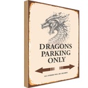 Holzschild 30x20 cm Dragons parking only Warnschild Hinweisschild