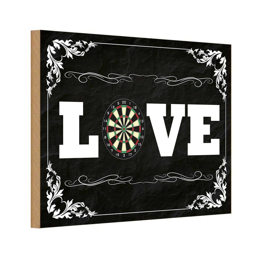 Holzschild 20x30 cm Love Darts Sport Hobby