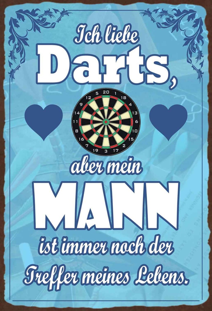 Holzschild 30x20 cm ich liebe Darts aber mein Mann Sport Hobby