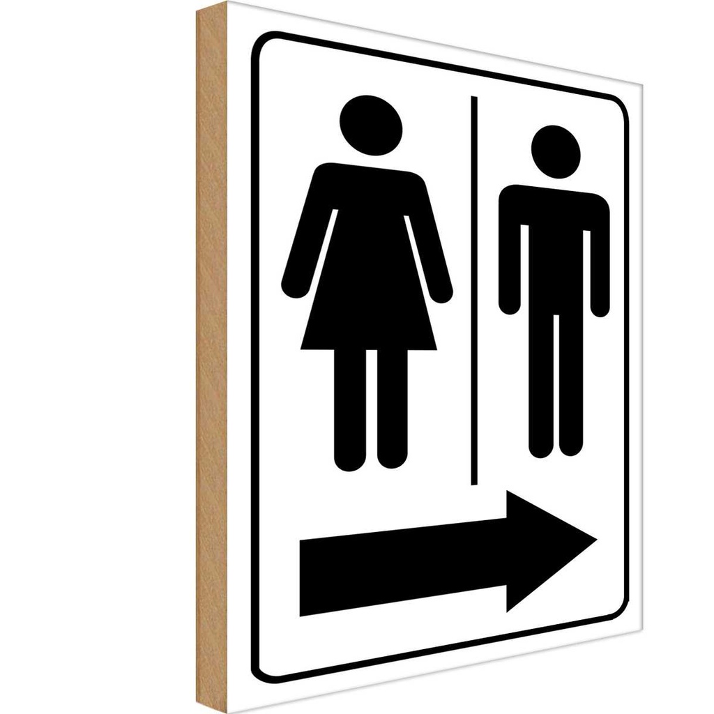 Holzschild 30x20 cm Toilettenfiguren Pfeil rechts Geschenk