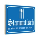 Holzschild 20x30 cm Stammtisch hier sitzen blau Dekoration