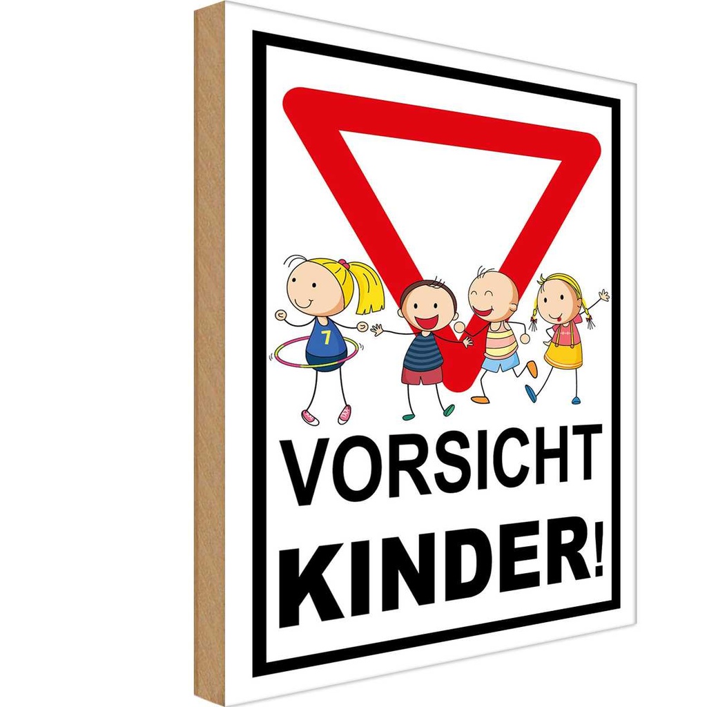 Holzschild 30x20 cm Vorsicht Kinder Warnschild Hinweisschild