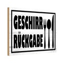 Holzschild 20x30 cm Geschirr Rückgabe Essen Trinken