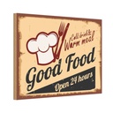 Holzschild 20x30 cm Cold drinks and warm meal Essen Trinken