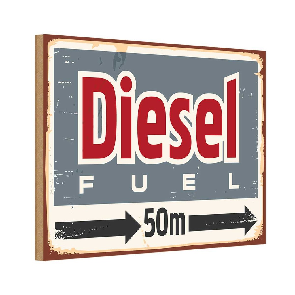 Holzschild 20x30 cm Diesel fuel 50 m Straßenschild