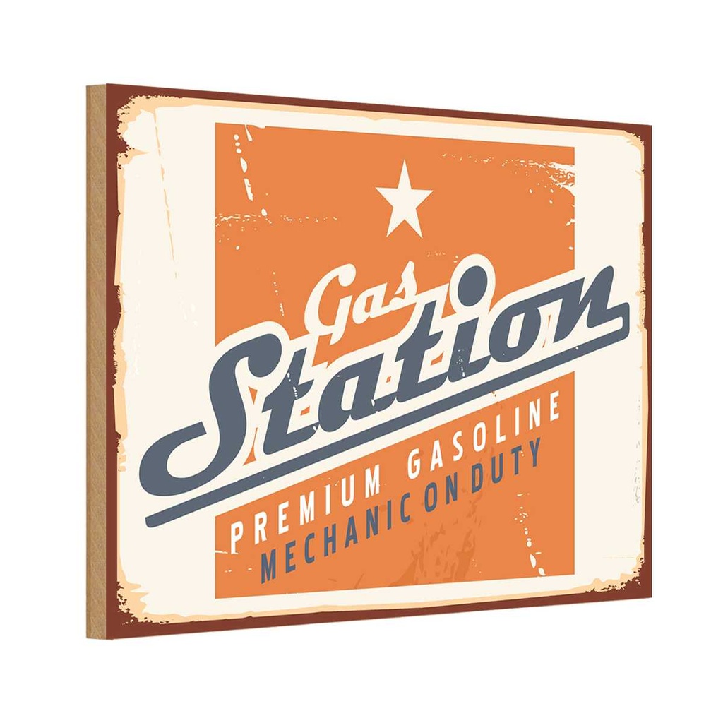 Holzschild 20x30 cm Gas Station Premum Tankstelle Warnschild Hinweisschild