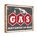 Holzschild 20x30 cm Gas Auto next service 100 Benzin Warnschild Hinweisschild