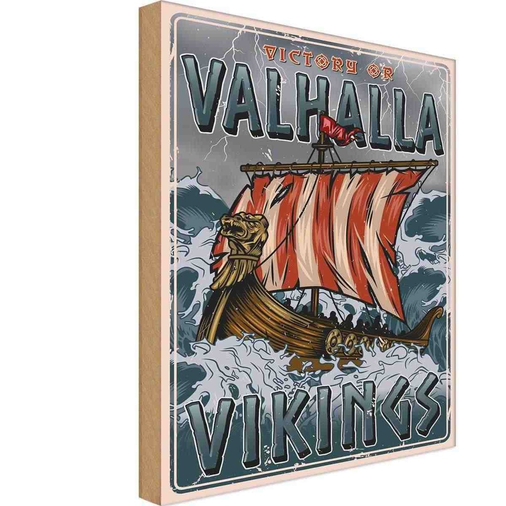 Holzschild 30x20 cm Schiff Valhalla Vikings Dekoration