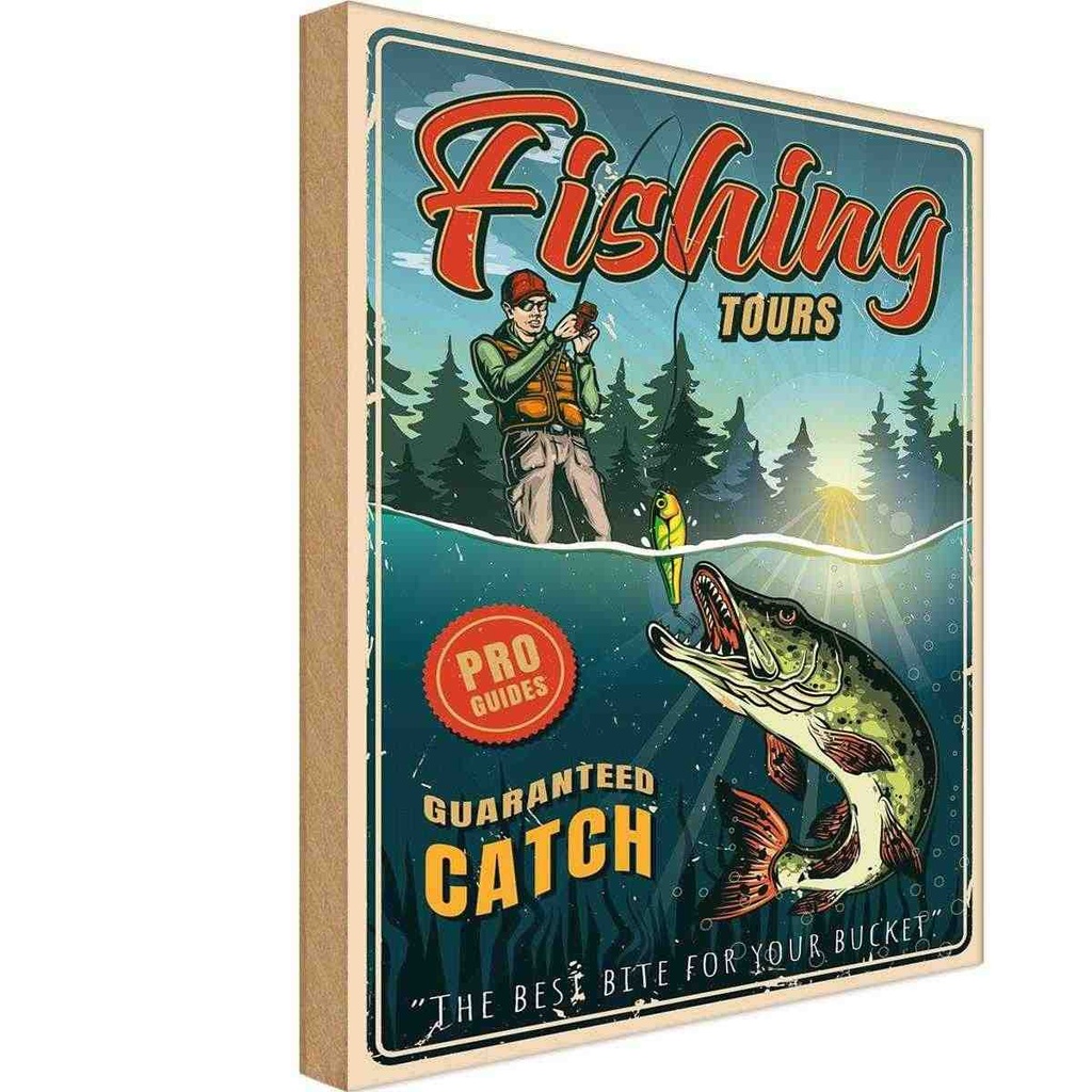 Holzschild 30x20 cm Angeln Fishing Tours Beruf Arbeit