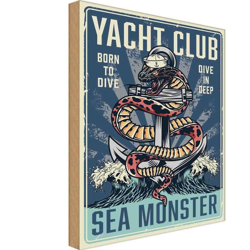 Holzschild 30x20 cm Yacht club see monster Geburtstag Feiern Party