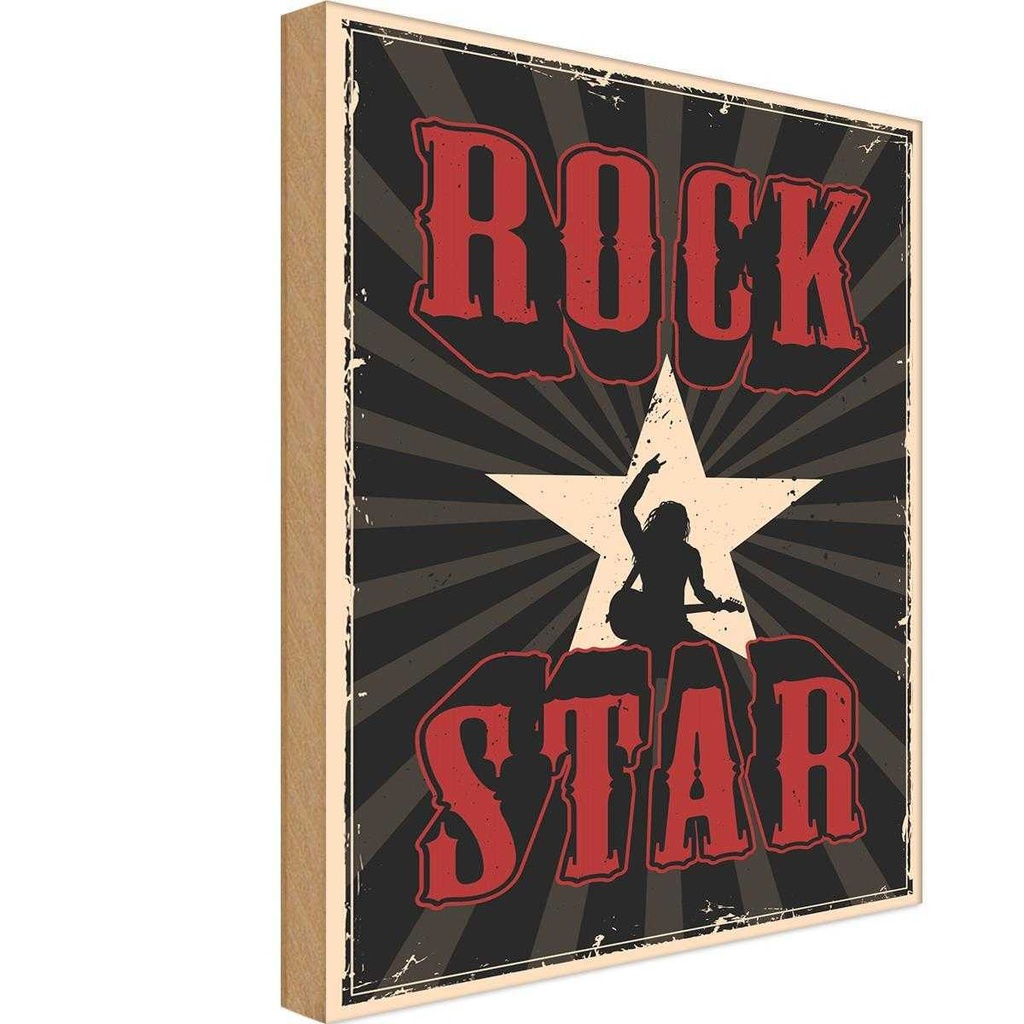Holzschild 30x20 cm Rock Star Musik Dekoration